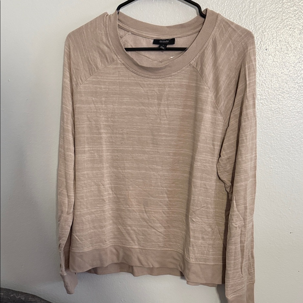 Alfani Sand Beige Long-Sleeve Crewneck Sweatshirt